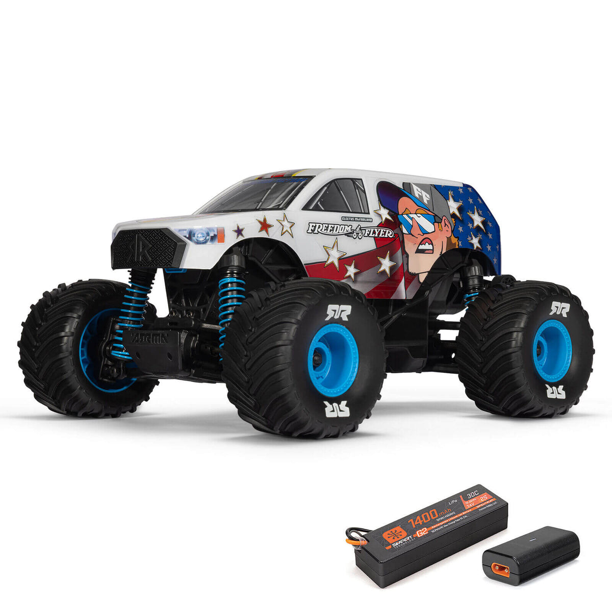 ARRMA Freedom Flyer GROM 4X4 (1/16 RTR Brushed Monster Truck) Übersicht Auto, Ladegerät und Akku