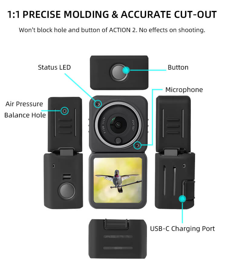SunnyLIFE DJI Action 2 Silikon Schutzhülle Power Combo & Dual Screen Combo