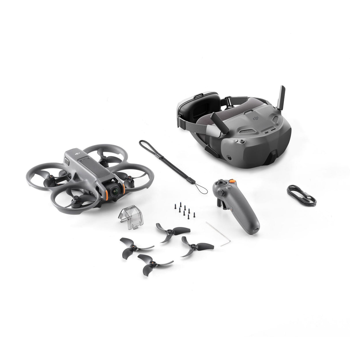 DJI Avata 2 Fly Smart Combo Lieferumfang mit Drohne, Goggles N3 und RC Motion 3
