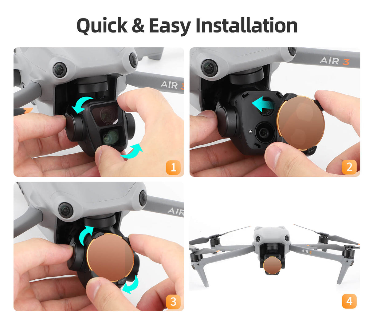 SunnyLIFE DJI Air 3 ND Filter 4er Set ND4 ND8 ND16 ND32