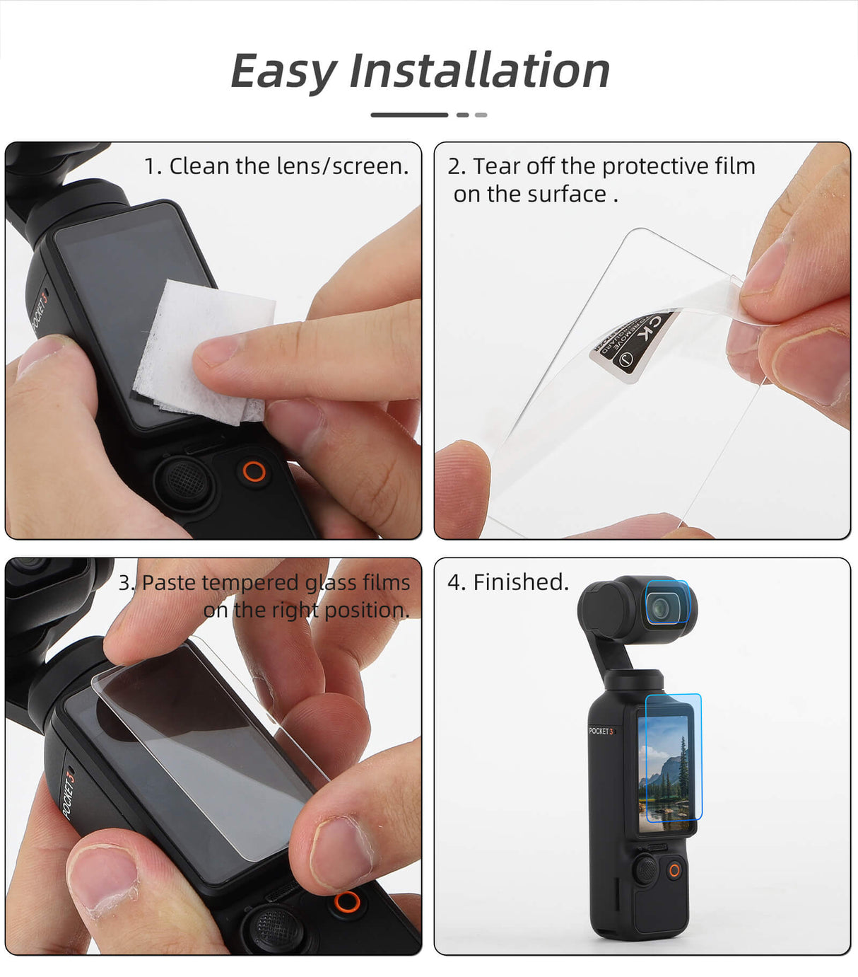 SunnyLIFE DJI Osmo Pocket 3 Displayschutzfolie & Linsenschutzfolie