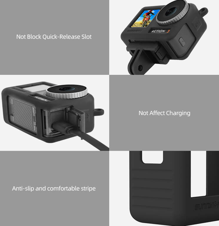 SunnyLIFE DJI Osmo Action 4 & 3 Silikon Schutzhülle inkl. Tragegurt