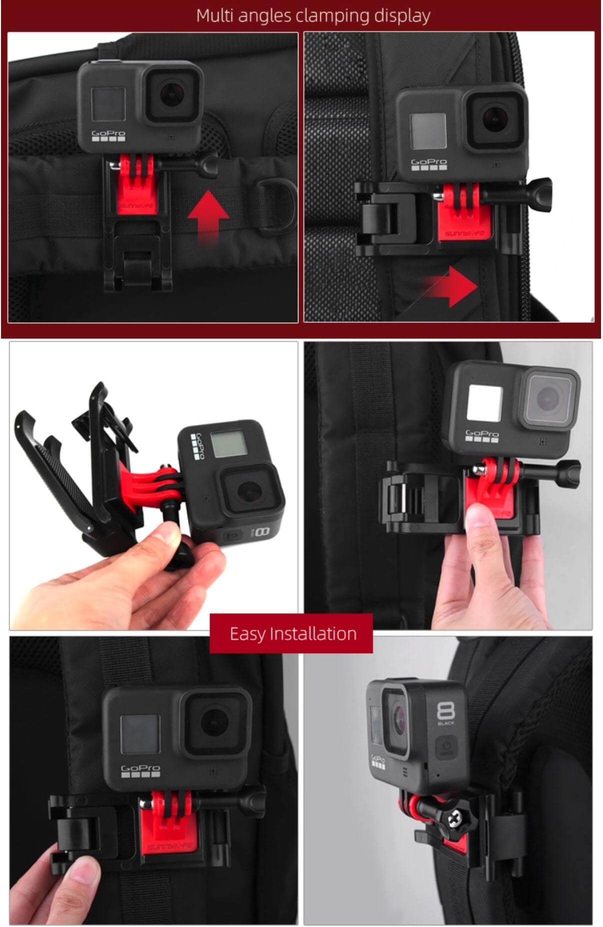 SunnyLIFE Action Kamera Rucksack Halterung GoPro DJI Osmo Action 4