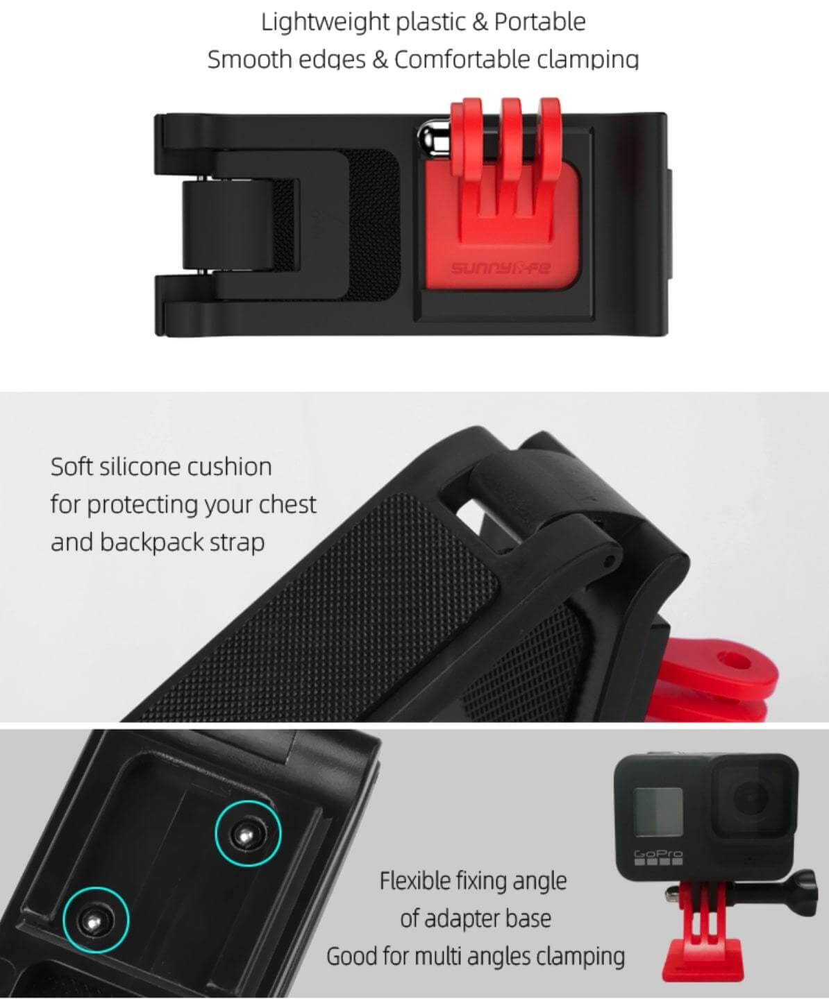 SunnyLIFE Action Kamera Rucksack Halterung GoPro DJI Osmo Action 4