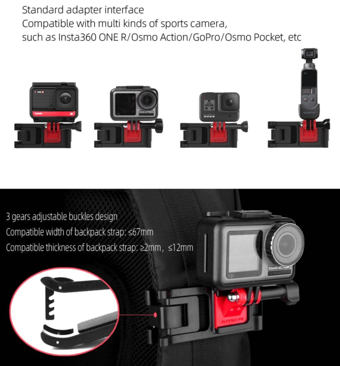 SunnyLIFE Action Kamera Rucksack Halterung GoPro DJI Osmo Action 4