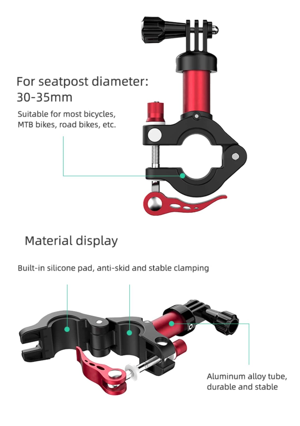 SunnyLIFE Action Kamera Fahrradsattel Halterung GoPro DJI Action 2