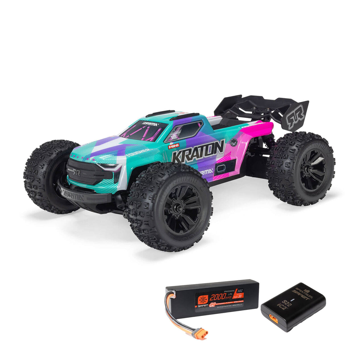 ARRMA 1/16 MINI KRATON 3S DSC 4X4 RTR Brushless Speed Truck inkl. Akku & Ladegerät Türkis/Rosa