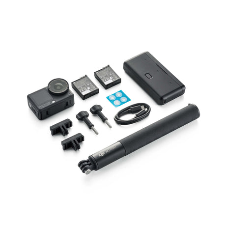 DJI Osmo Action 6 Adventure Combo – Action-Cam mit 3 Akkus Titelbild mit Übersicht Lieferumfang