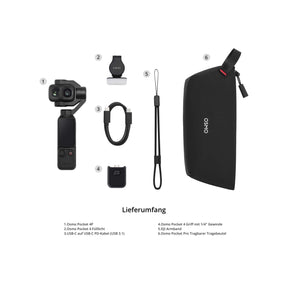 DJI Osmo Pocket 4P Standard Combo (Dual-Objektiv) Übersicht Lieferumfang