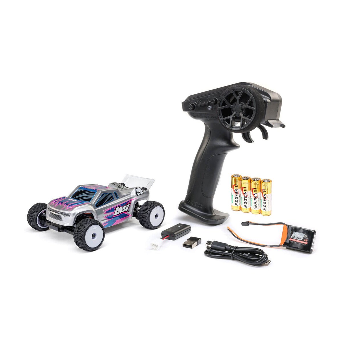 Losi 1/28 Micro-T 2S 2WD RTR Stadium Truck inkl. Akku & Ladegerät Silber